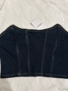 Forever 21 Dark Denim Strapless Corset Top